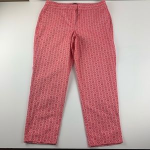 Talbots Red Geo Pants Womens 16 Heritage High Rise